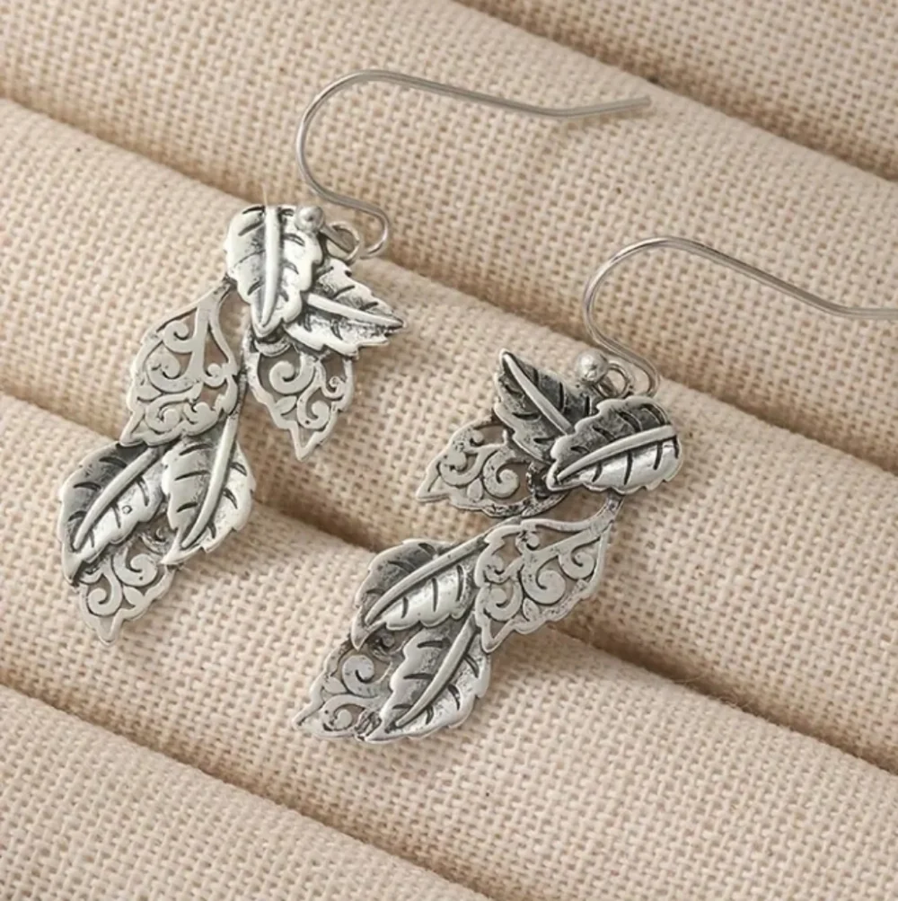 Silvertone Leaf Earrings
